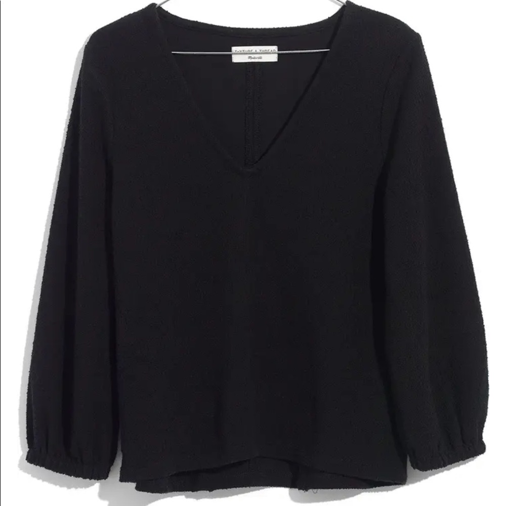 Madewell Texture and Thread Black Blouse